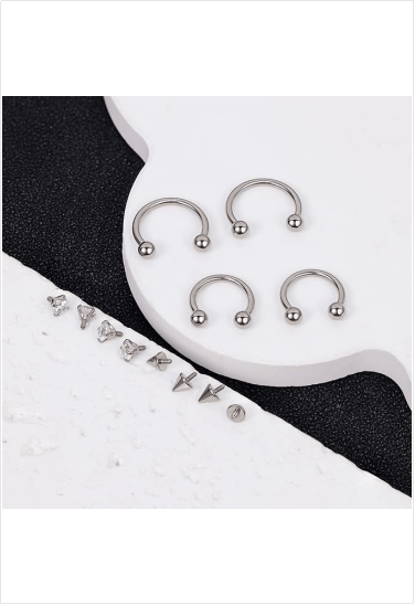 16G 18G G23 Pure Titanium Horseshoe Septum Rings for Women Men Septum Nose Ring Hoop Internally Threaded Lip Cartilage Helix Tragus Earring Eyebrow Daith Piercing Jewelry with Replacement Ball - QIAO Crystal我的商店QIAO Crystal