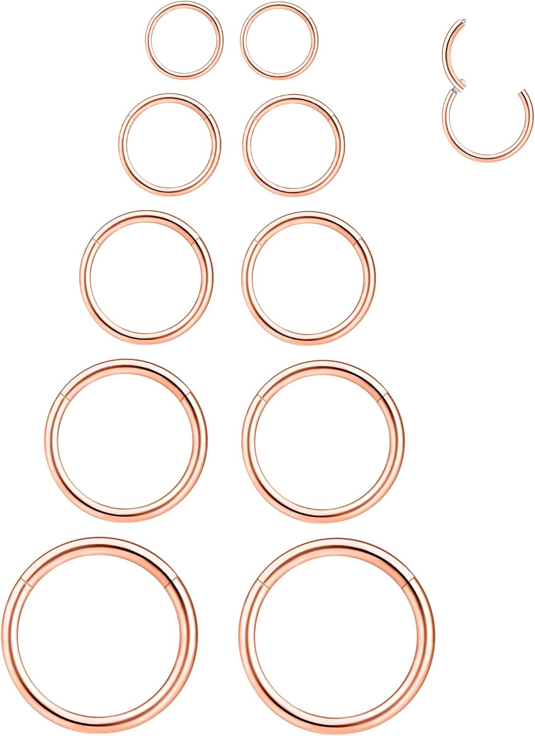 16G 6 - 10MM 16G Nose Hoop Tragus Helix Cartilage HoopHinged Clicker Septum Rings - QIAO CrystalQIAO CrystalQIAO Crystal