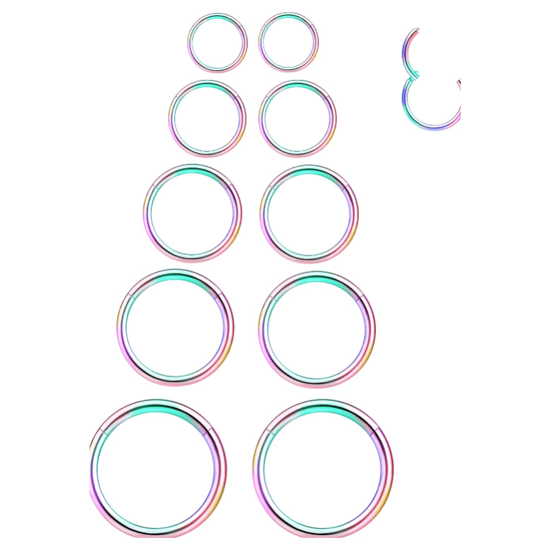 16G 6 - 10MM 16G Nose Hoop Tragus Helix Cartilage HoopHinged Clicker Septum Rings - QIAO CrystalQIAO CrystalQIAO Crystal