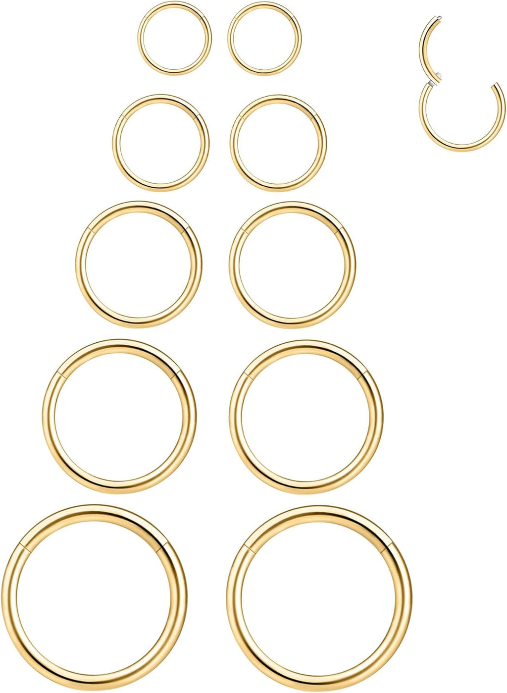 16G 6 - 10MM 16G Nose Hoop Tragus Helix Cartilage HoopHinged Clicker Septum Rings - QIAO CrystalQIAO CrystalQIAO Crystal