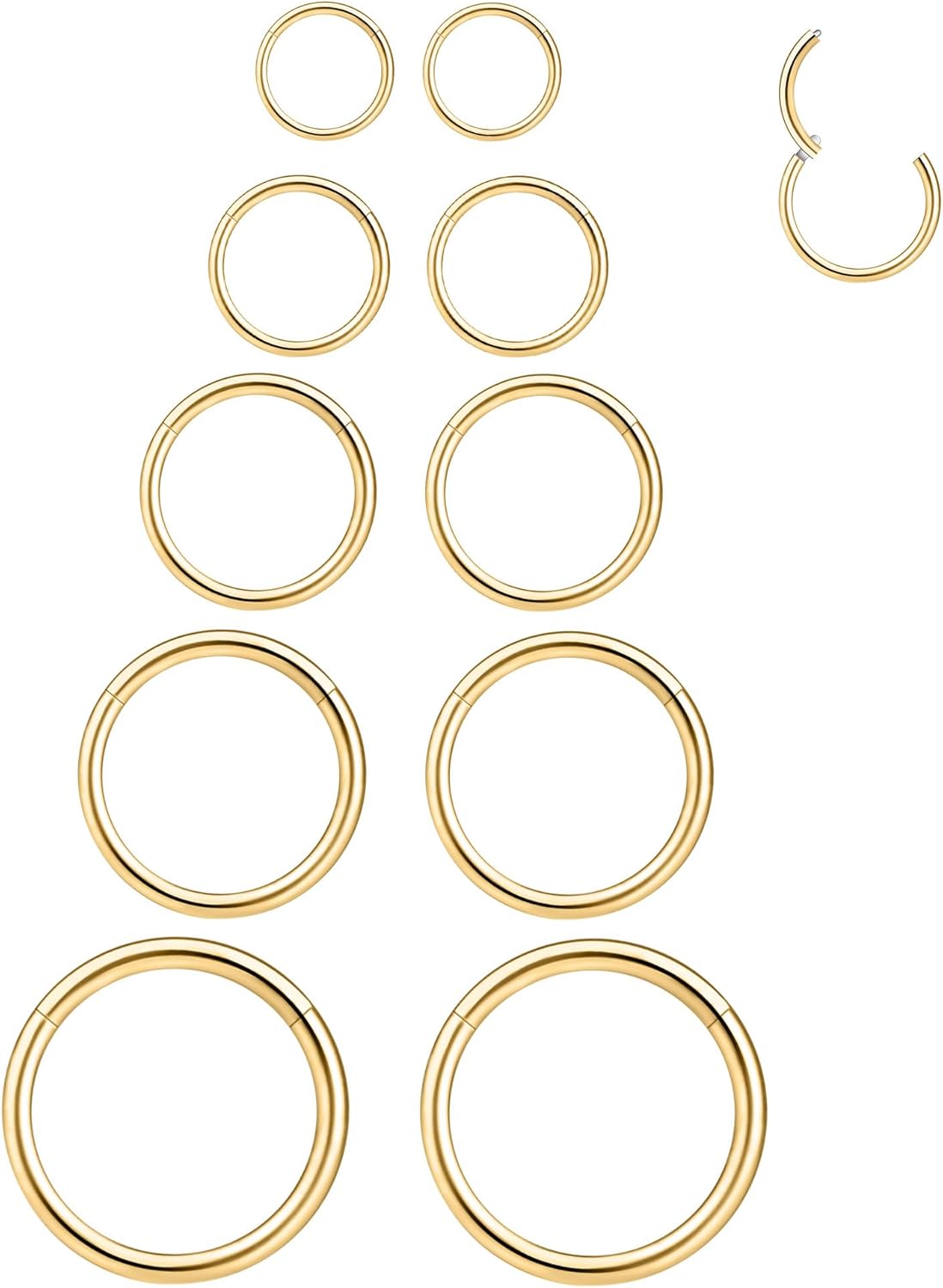 16G 6 - 10MM 16G Nose Hoop Tragus Helix Cartilage HoopHinged Clicker Septum Rings - QIAO CrystalQIAO CrystalQIAO Crystal