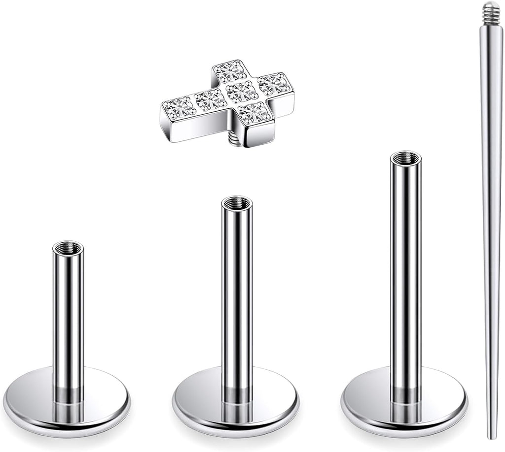 16G Astm F136 Titanium Internal Thread Flat Back Earrings Nose Studs Tragus Forward Helix Conch - QIAO CrystalQIAO CrystalQIAO Crystal