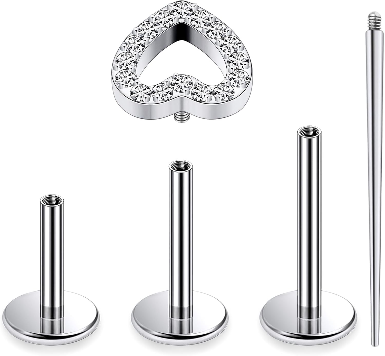 16G Astm F136 Titanium Internal Thread Flat Back Earrings Nose Studs Tragus Forward Helix Conch - QIAO CrystalQIAO CrystalQIAO Crystal