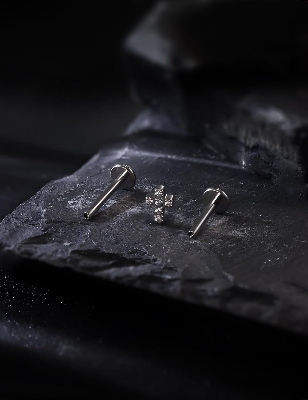 16G Astm F136 Titanium Internal Thread Flat Back Earrings Nose Studs Tragus Forward Helix Conch - QIAO CrystalQIAO CrystalQIAO Crystal