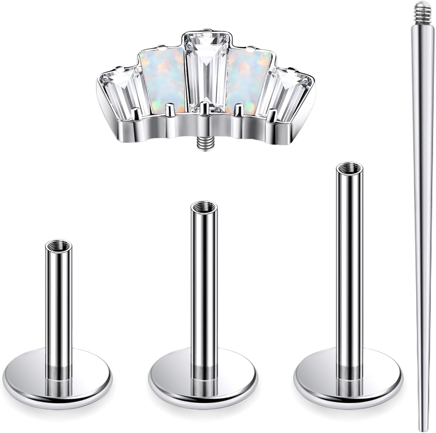 16G Astm F136 Titanium Internal Thread Flat Back Earrings Nose Studs Tragus Forward Helix Conch Cartilage Lobe Earrings - QIAO CrystalQIAO CrystalQIAO Crystal