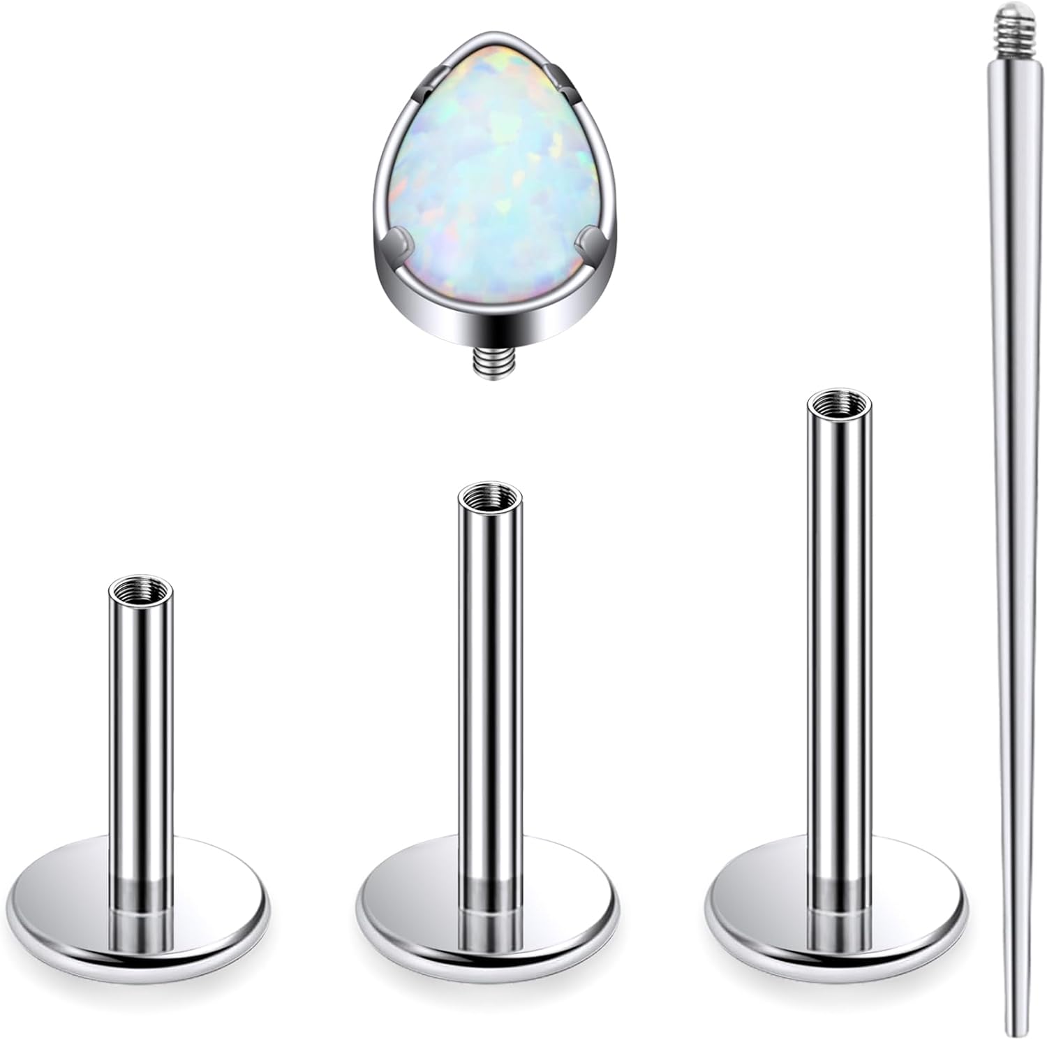 16G Astm F136 Titanium Internal Thread Flat Back Earrings Nose Studs Tragus Forward Helix Conch Cartilage Lobe Earrings - QIAO CrystalQIAO CrystalQIAO Crystal