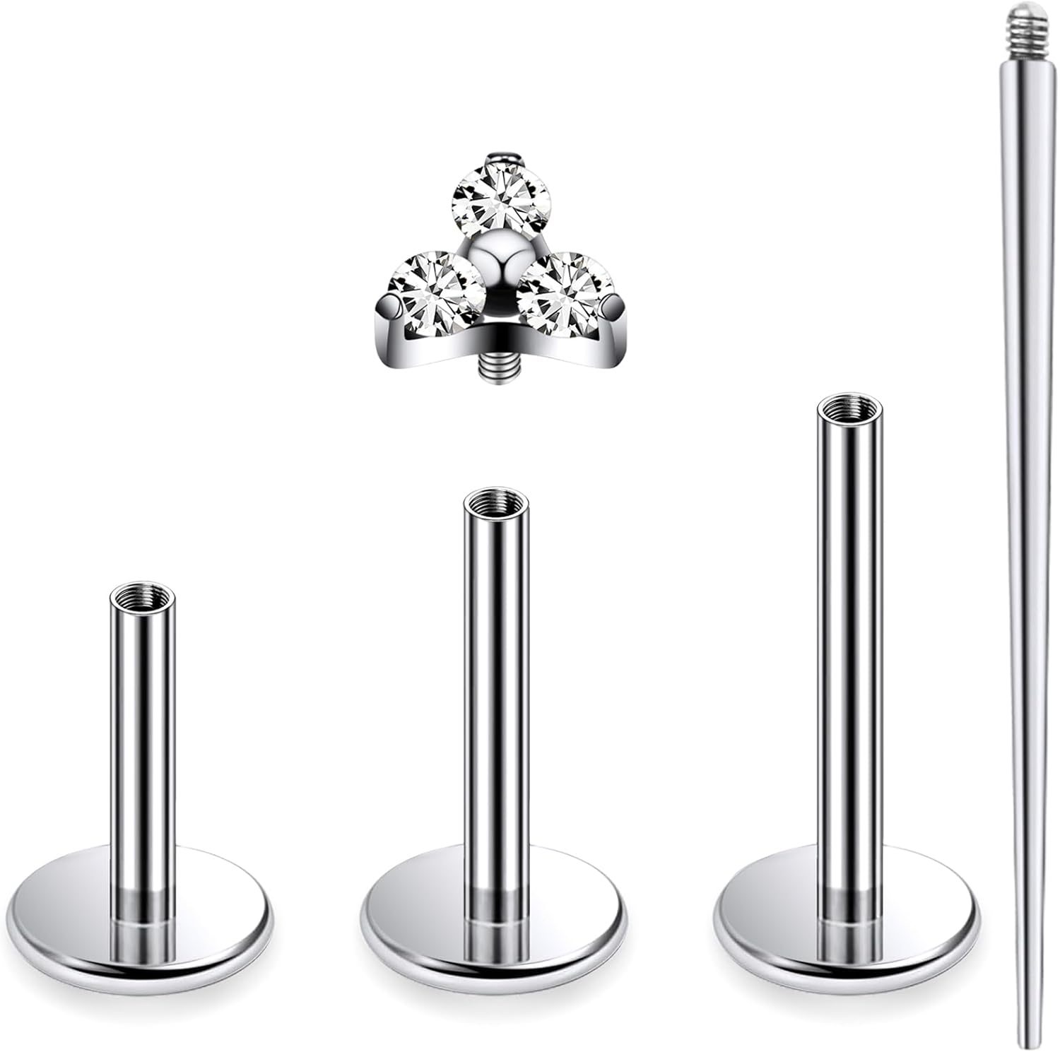 16G Astm F136 Titanium Internal Thread Flat Back Earrings Nose Studs Tragus Forward Helix Conch Cartilage Lobe Earrings - QIAO CrystalQIAO CrystalQIAO Crystal