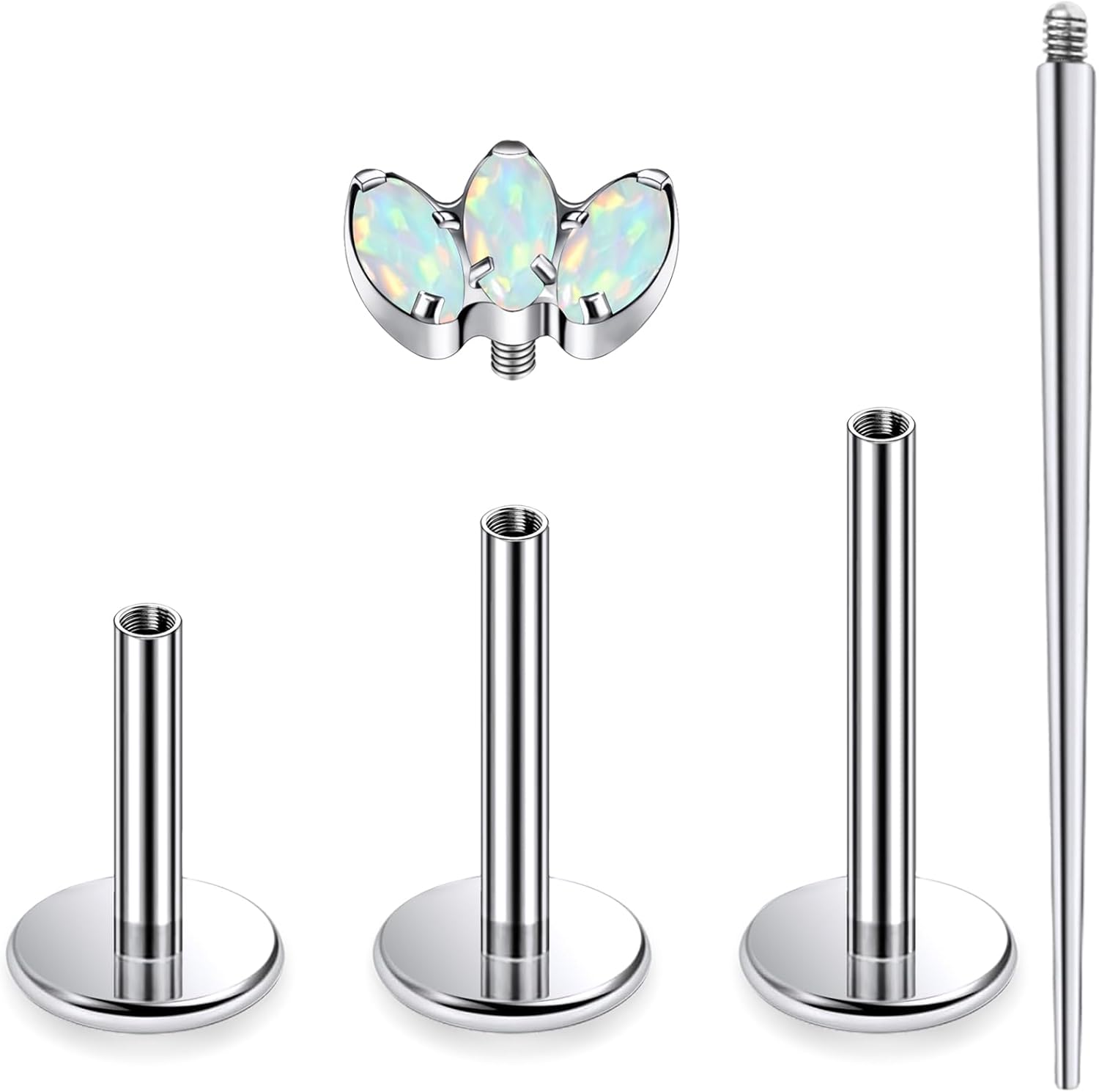 16G Astm F136 Titanium Internal Thread Flat Back Earrings Nose Studs Tragus Forward Helix Conch Cartilage Lobe Earrings - QIAO CrystalQIAO CrystalQIAO Crystal