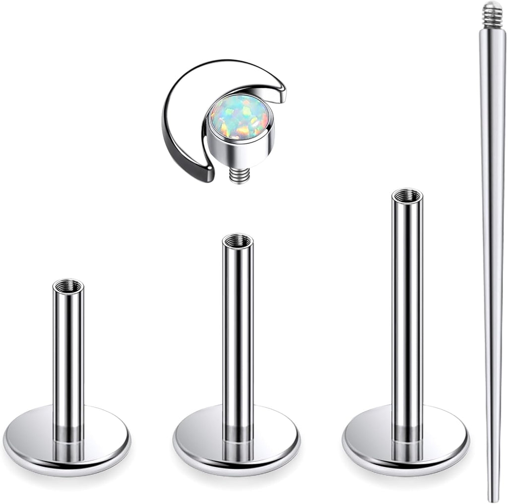 16G Astm F136 Titanium Internal Thread Flat Back Earrings Nose Studs Tragus Forward Helix Conch Cartilage Lobe Earrings - QIAO CrystalQIAO CrystalQIAO Crystal