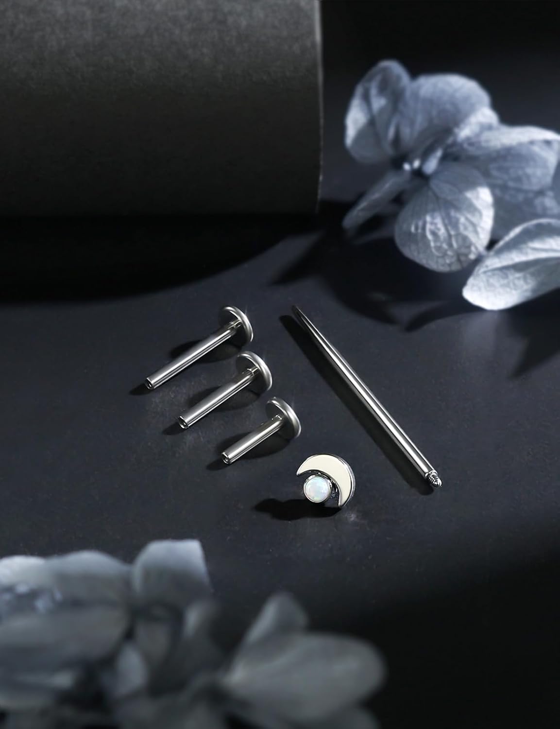 16G Astm F136 Titanium Internal Thread Flat Back Earrings Nose Studs Tragus Forward Helix Conch Cartilage Lobe Earrings - QIAO CrystalQIAO CrystalQIAO Crystal