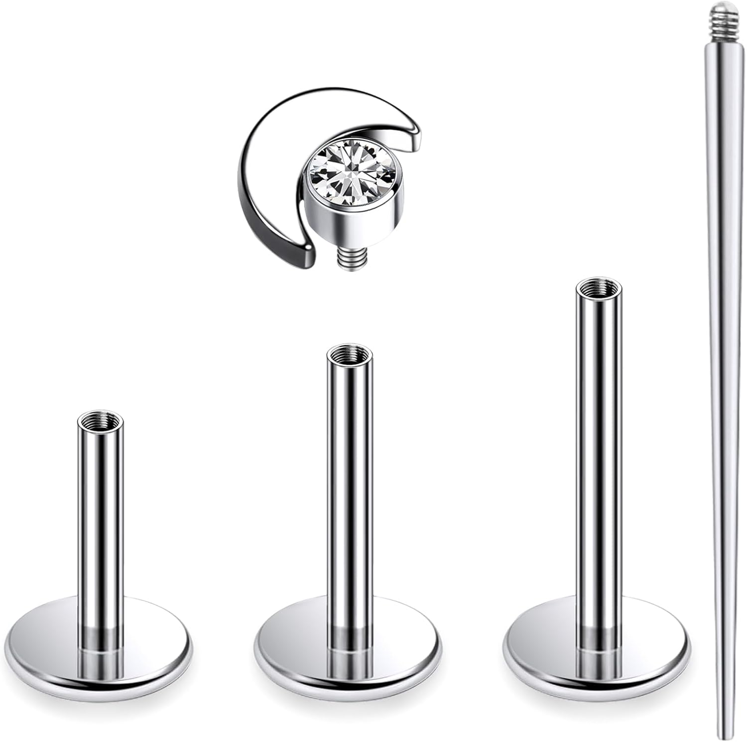 16G Astm F136 Titanium Internal Thread Flat Back Earrings Nose Studs Tragus Forward Helix Conch Cartilage Lobe Earrings - QIAO CrystalQIAO CrystalQIAO Crystal