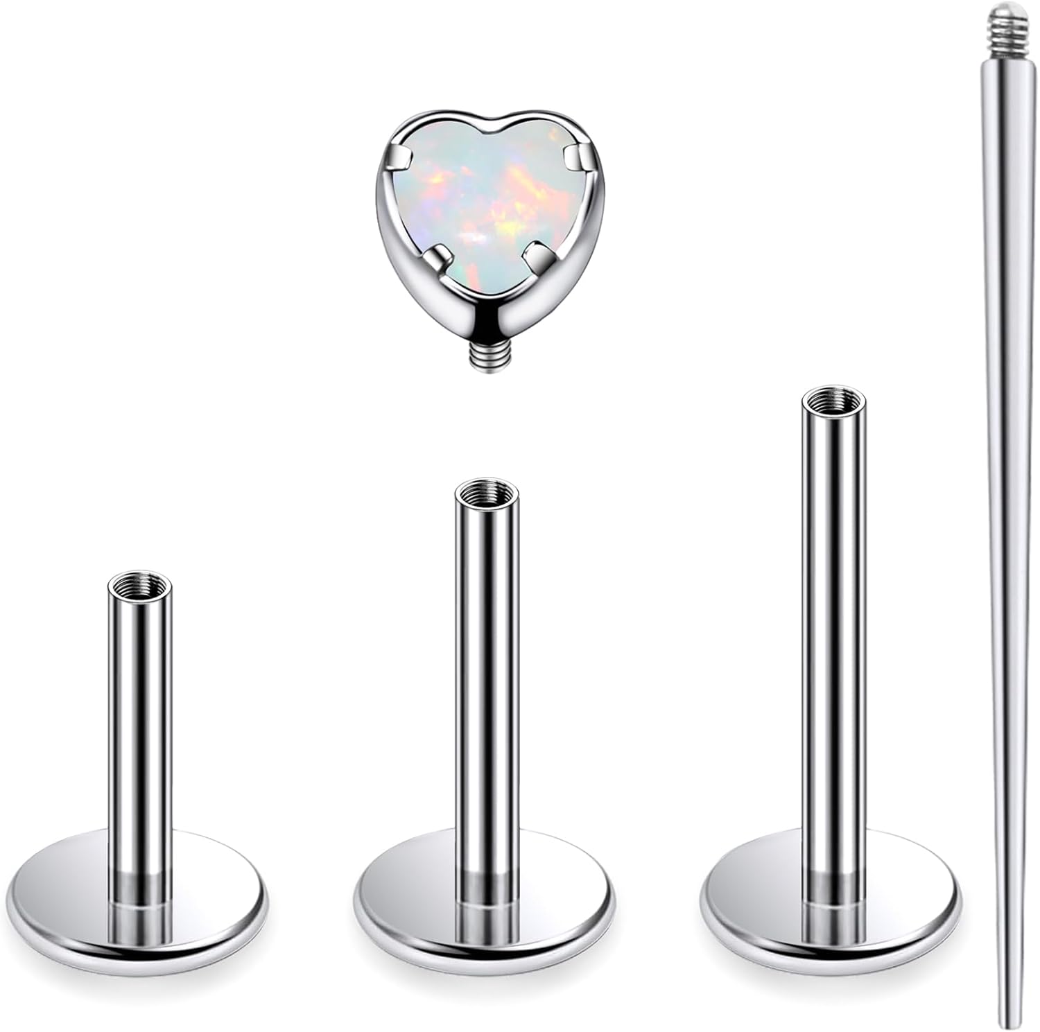 16G Astm F136 Titanium Internal Thread Flat Back Earrings Nose Studs Tragus Forward Helix Conch Cartilage Lobe Earrings - QIAO CrystalQIAO CrystalQIAO Crystal