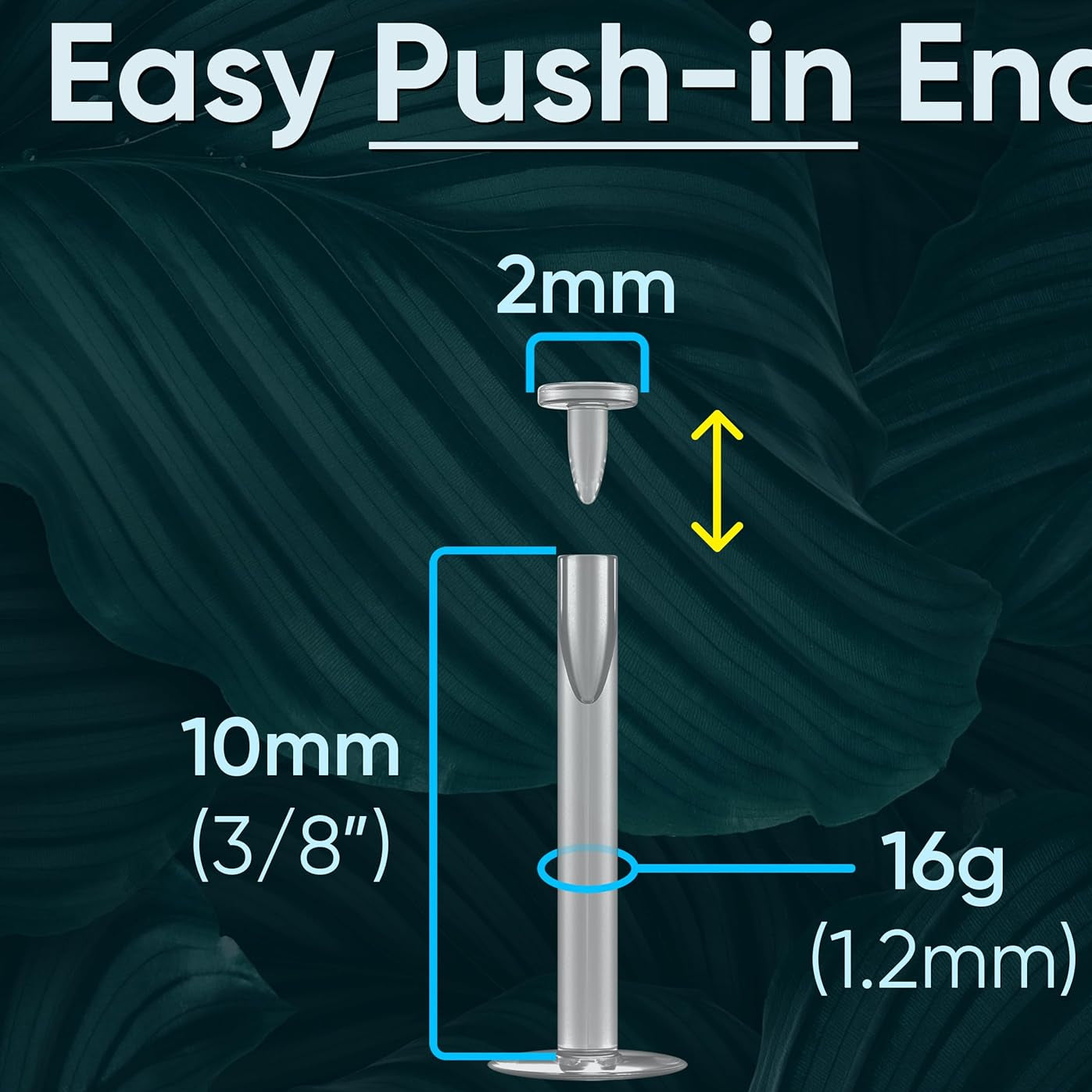 16g Clear Earrings for Sports, Work, Surgery - Labret Clear Piercing Retainers 10pc Set - Plastic Clear Piercings Stud Earrings for Cartilage Helix Tragus Lip Medusa Monroe (6mm, 8mm, 10mm, 12mm) - QIAO CrystalQIAO CrystalQIAO Crystal