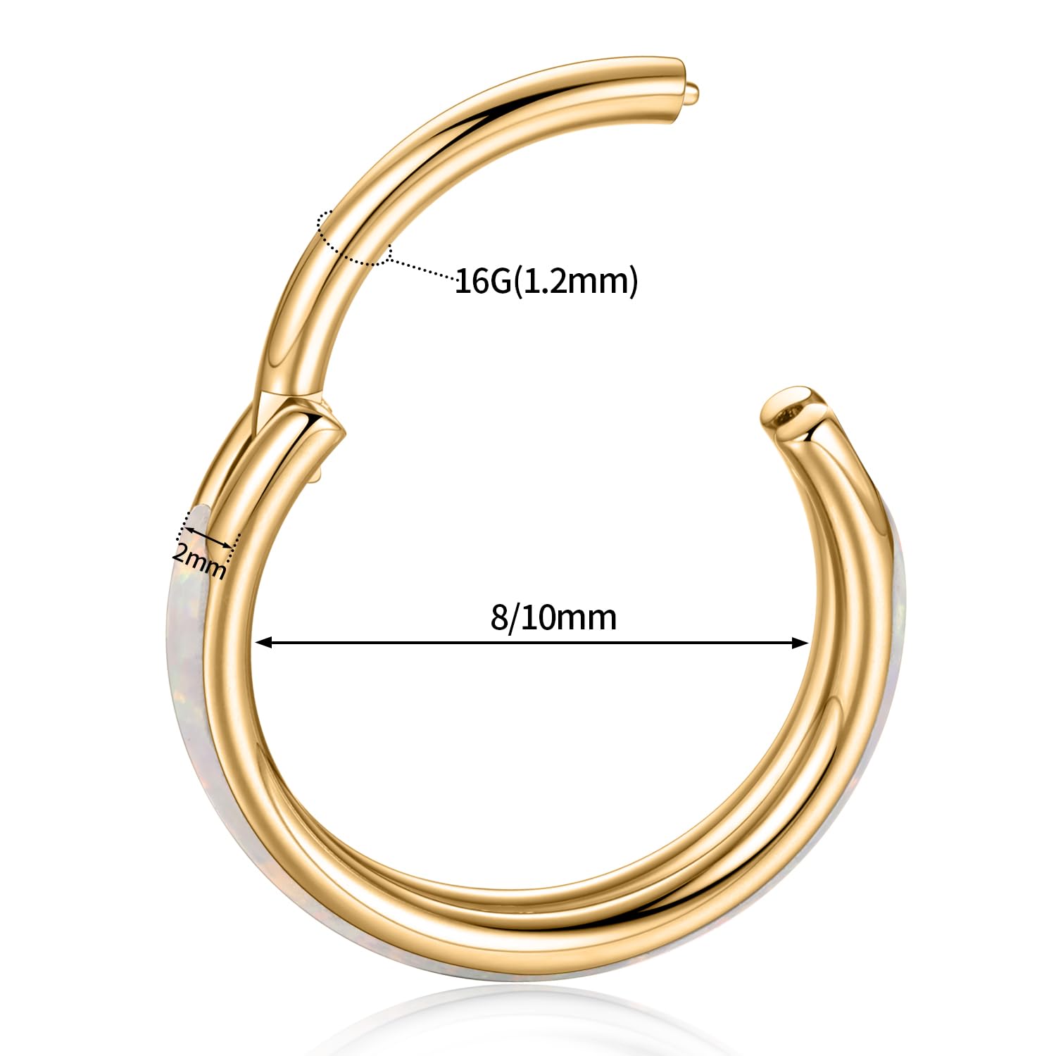 16G Conch Piercing Jewelry Broadside Nose Hoop Ring 316L Surgical Steel Helix Cartilage Earring Opal Septum Daith Tragus Lip Lobe Hoop Earring 8 mm 10 mm - QIAO Crystal我的商店QIAO Crystal