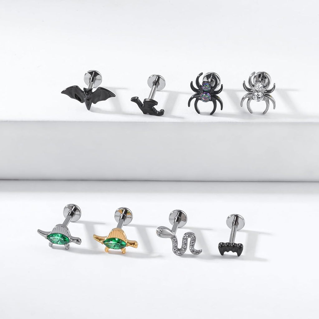 16g F136 Implant Grade Titanium Labrets Press Fit Threadless Push In Dainty Cartilage Helix - QIAO CrystalQIAO CrystalQIAO Crystal