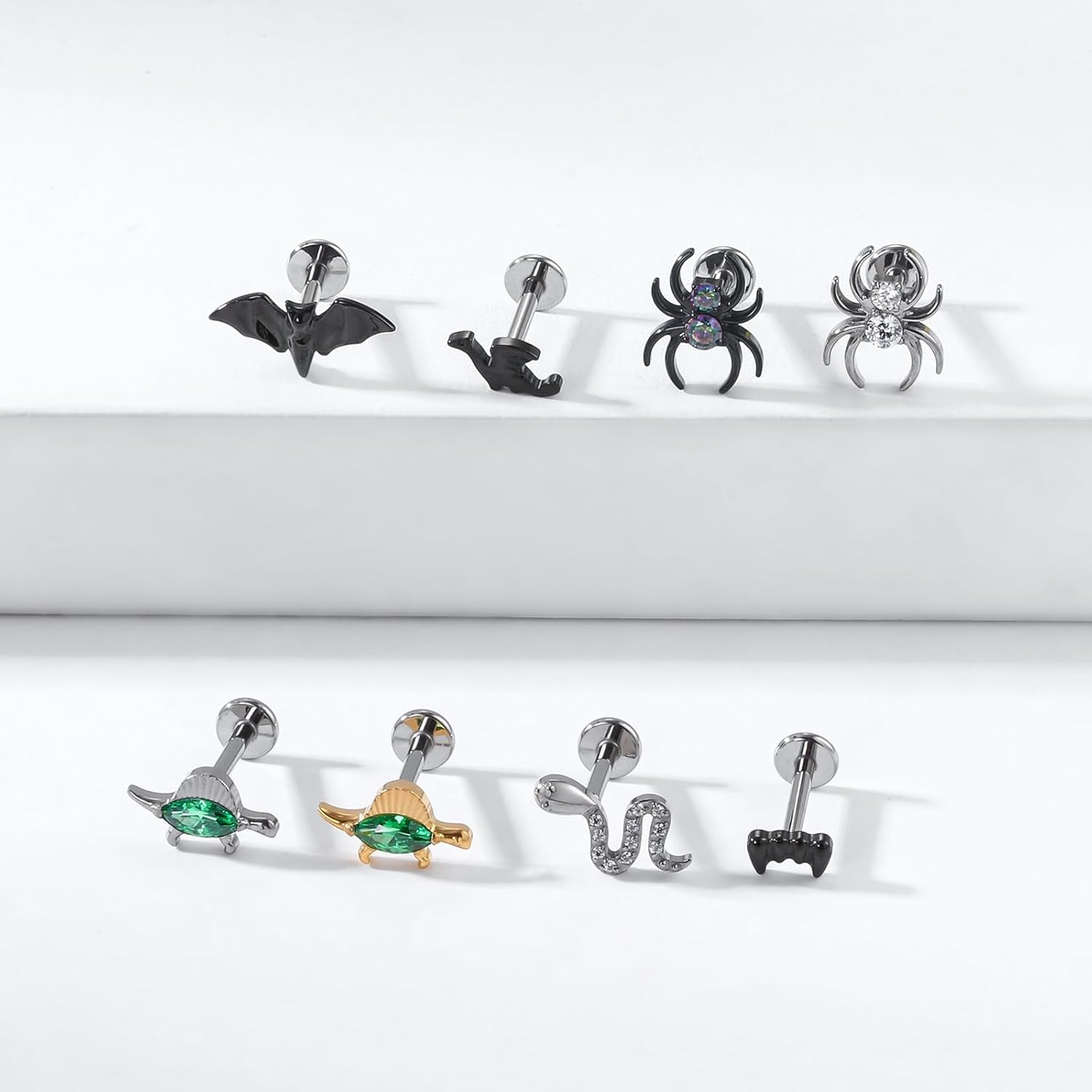 16g F136 Implant Grade Titanium Labrets Press Fit Threadless Push In Dainty Cartilage Helix - QIAO CrystalQIAO CrystalQIAO Crystal