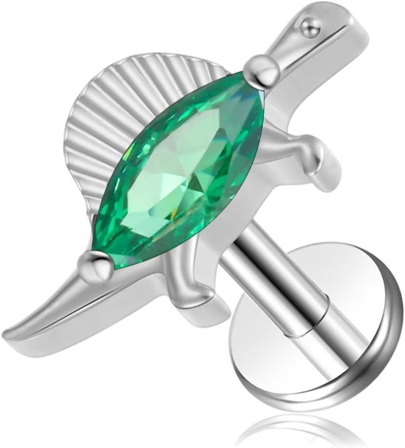 16g F136 Implant Grade Titanium Labrets Press Fit Threadless Push In Dainty Cartilage Helix - QIAO CrystalQIAO CrystalQIAO Crystal