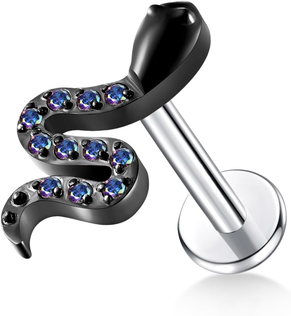 16g F136 Implant Grade Titanium Labrets Press Fit Threadless Push In Dainty Cartilage Helix - QIAO CrystalQIAO CrystalQIAO Crystal