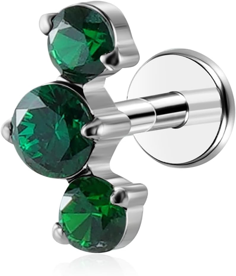 16G G23 Titanium Threadless Labret Studs Push - in Colorful CZ Labret Cluster Tragus Helix - QIAO CrystalQIAO CrystalQIAO Crystal