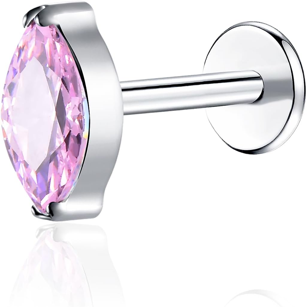 16G G23 Titanium Threadless Labret Studs Push - in Colorful CZ Labret Cluster Tragus Helix - QIAO CrystalQIAO CrystalQIAO Crystal