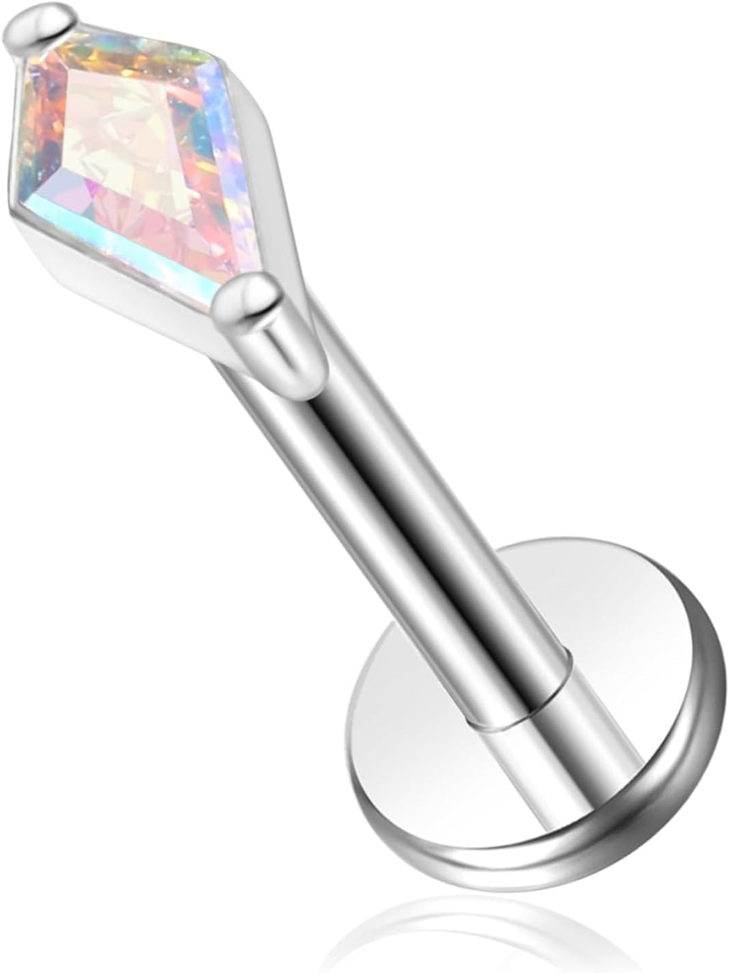 16G G23 Titanium Threadless Labret Studs Push - in Colorful CZ Labret Cluster Tragus Helix - QIAO CrystalQIAO CrystalQIAO Crystal