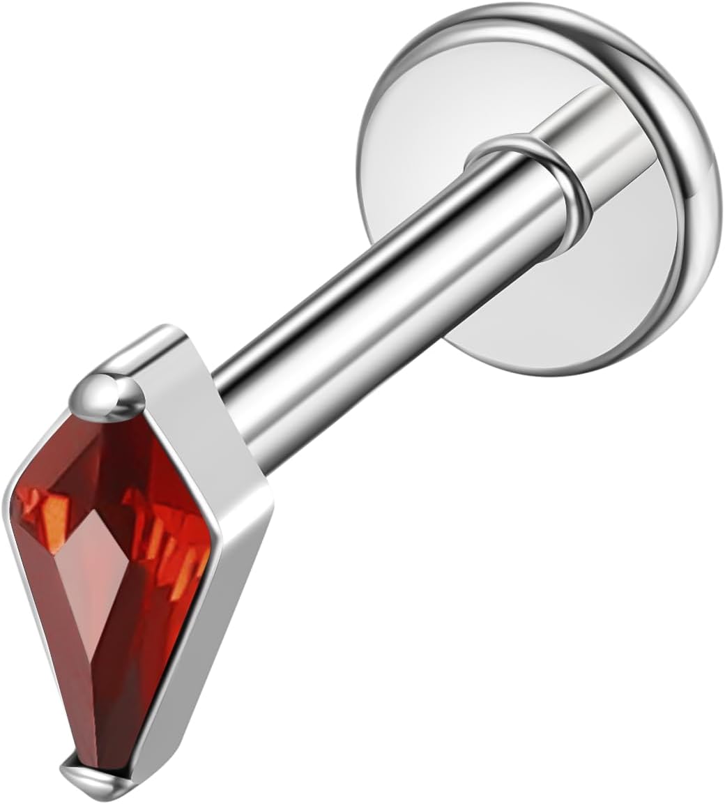 16G G23 Titanium Threadless Labret Studs Push - in Colorful CZ Labret Cluster Tragus Helix - QIAO CrystalQIAO CrystalQIAO Crystal