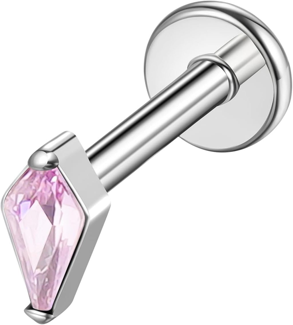 16G G23 Titanium Threadless Labret Studs Push - in Colorful CZ Labret Cluster Tragus Helix - QIAO CrystalQIAO CrystalQIAO Crystal