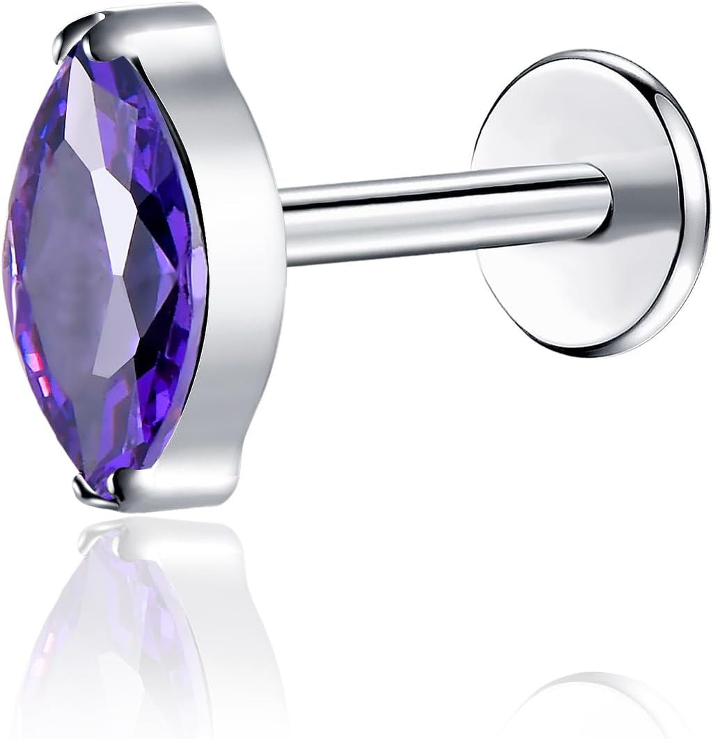 16G G23 Titanium Threadless Labret Studs Push - in Colorful CZ Labret Cluster Tragus Helix - QIAO CrystalQIAO CrystalQIAO Crystal