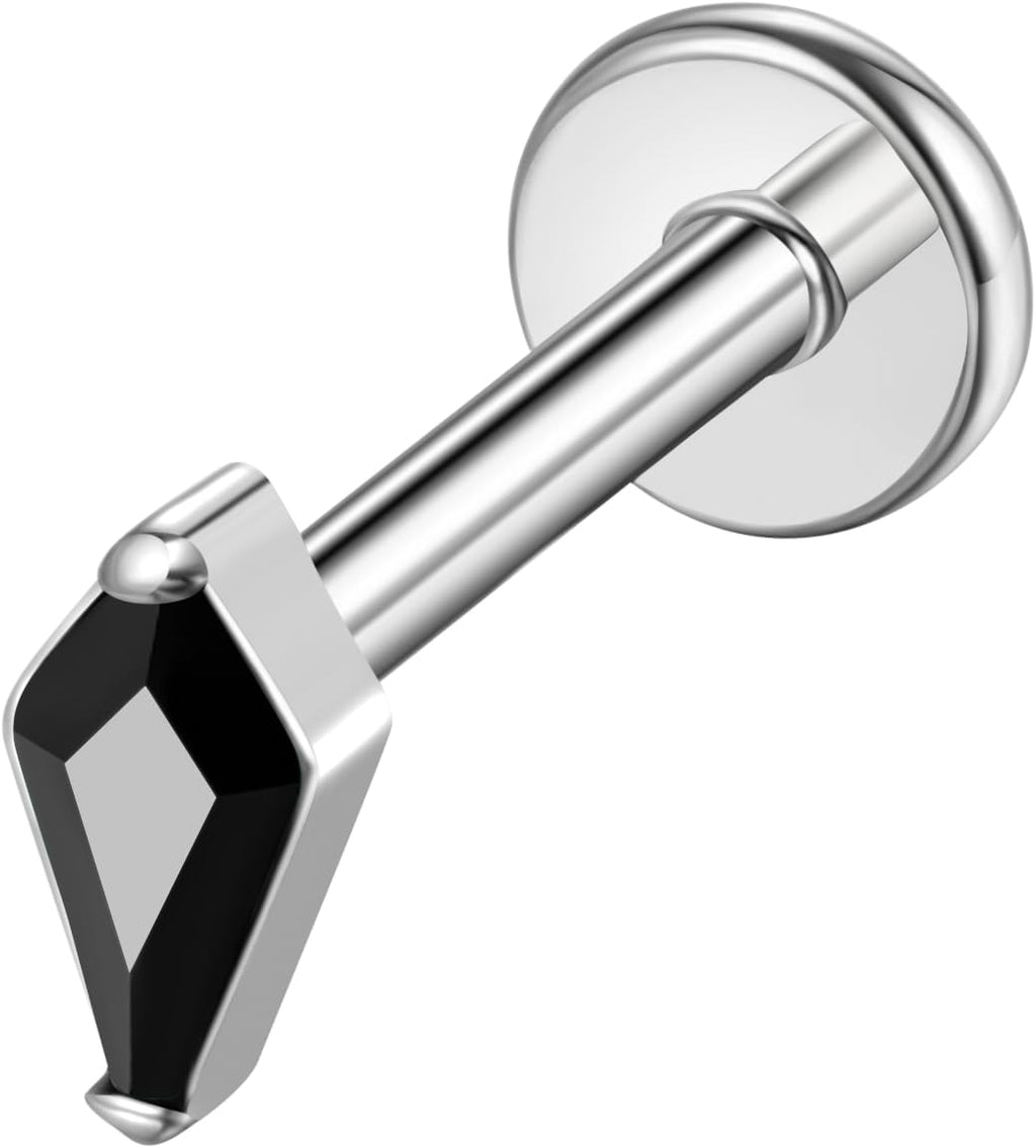 16G G23 Titanium Threadless Labret Studs Push - in Colorful CZ Labret Cluster Tragus Helix - QIAO CrystalQIAO CrystalQIAO Crystal