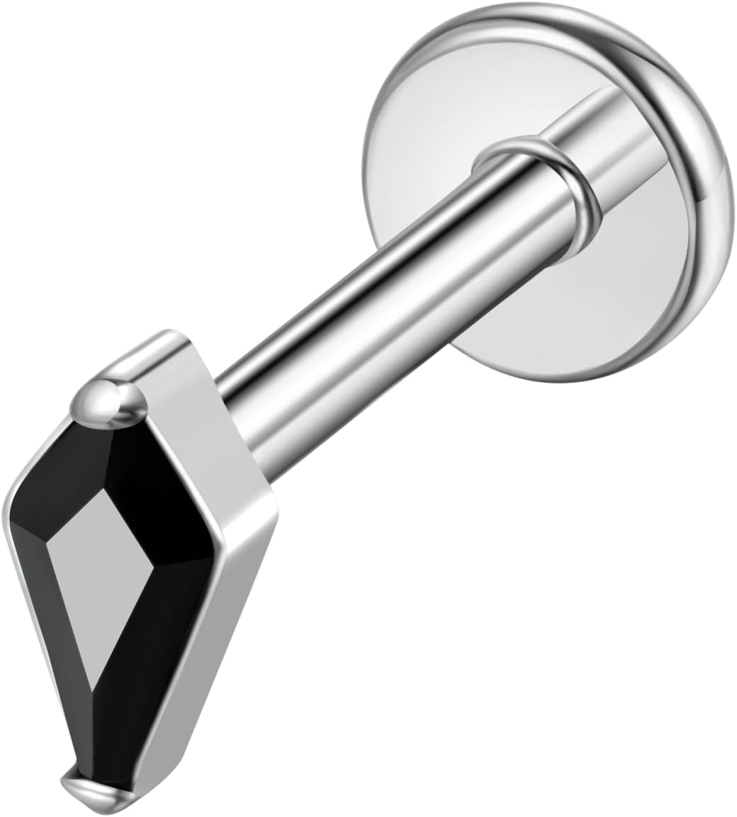 16G G23 Titanium Threadless Labret Studs Push - in Colorful CZ Labret Cluster Tragus Helix - QIAO CrystalQIAO CrystalQIAO Crystal