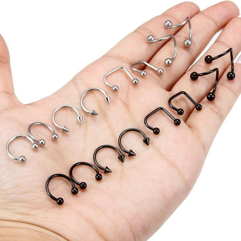 16g Lip Rings Stainless Steel Snake Bite Piercing Jewelry Labret Jewelry