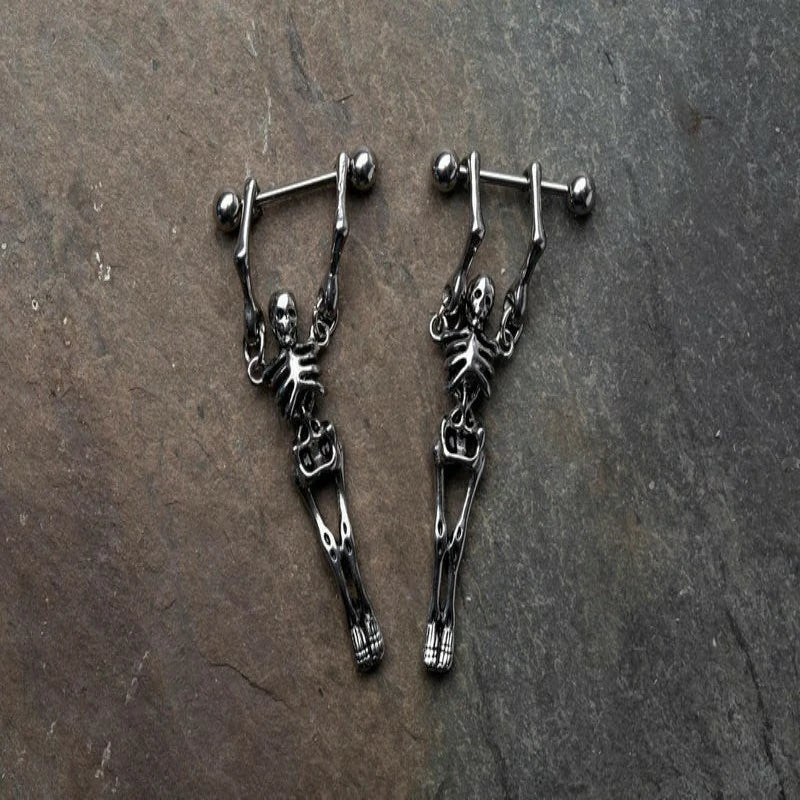 16G Stainless Steel Hanging Skeleton Nipple Barbells