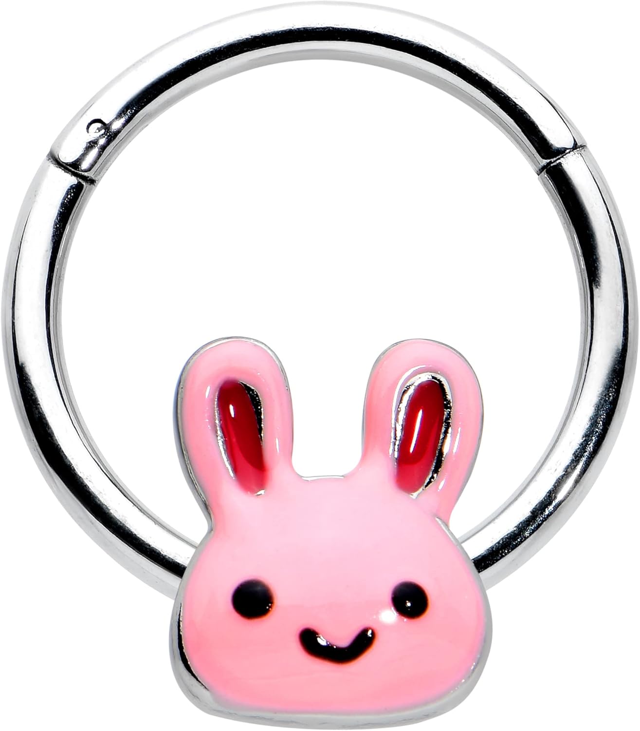 16G Steel Hinged Segment Ring Seamless Cartilage Nipple Ring Cutie Bunny Nose Hoop 3/8" - QIAO CrystalQIAO CrystalQIAO Crystal