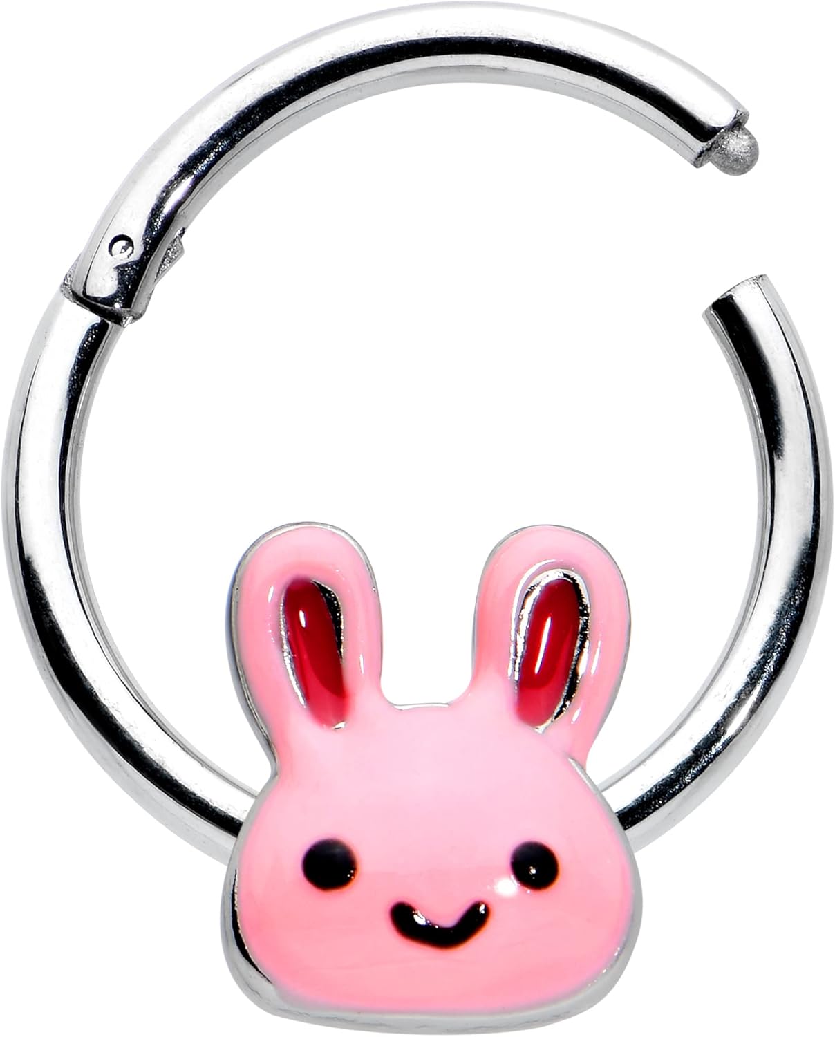 16G Steel Hinged Segment Ring Seamless Cartilage Nipple Ring Cutie Bunny Nose Hoop 3/8" - QIAO CrystalQIAO CrystalQIAO Crystal