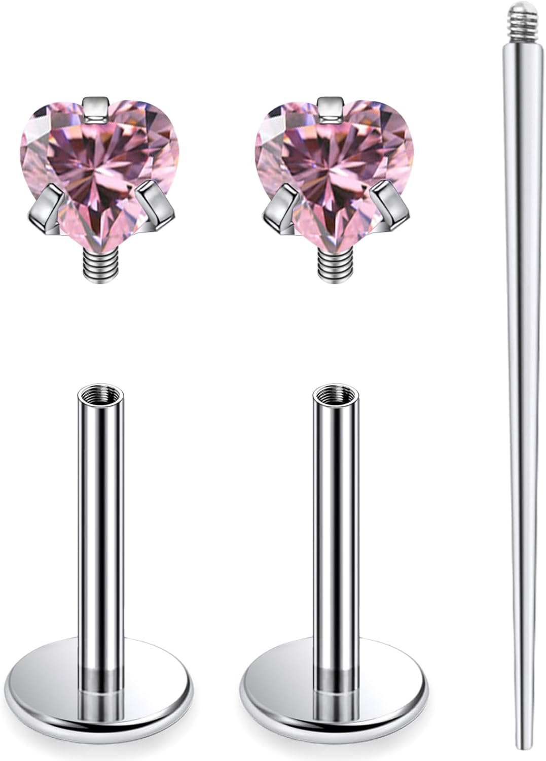 18G 16G Astm F136 Titanium Internal Thread Flat Back Earrings Nose Studs Tragus Helix - QIAO CrystalQIAO CrystalQIAO Crystal