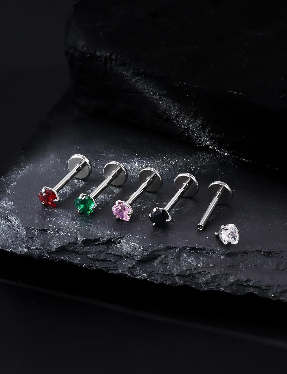 18G 16G Astm F136 Titanium Internal Thread Flat Back Earrings Nose Studs Tragus Helix - QIAO CrystalQIAO CrystalQIAO Crystal