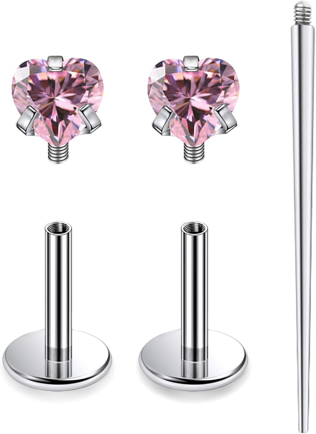 18G 16G Astm F136 Titanium Internal Thread Flat Back Earrings Nose Studs Tragus Helix - QIAO CrystalQIAO CrystalQIAO Crystal