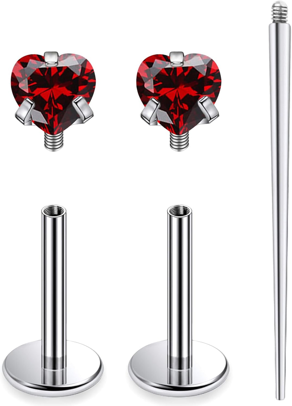 18G 16G Astm F136 Titanium Internal Thread Flat Back Earrings Nose Studs Tragus Helix - QIAO CrystalQIAO CrystalQIAO Crystal
