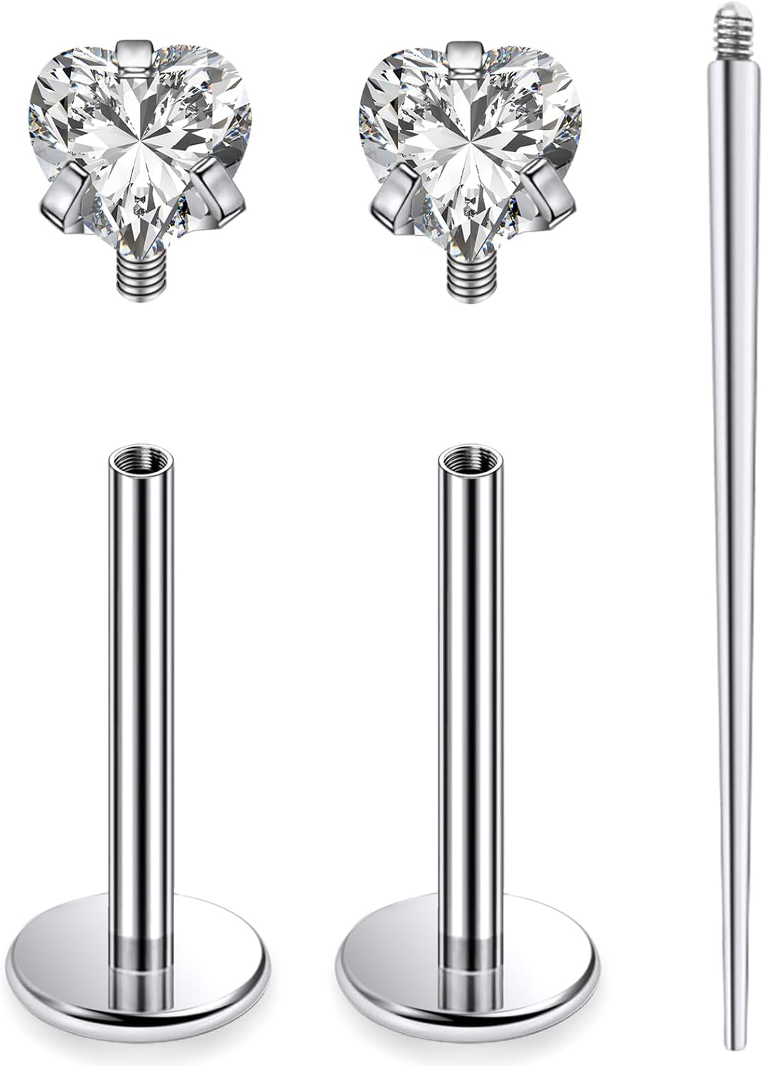 18G 16G Astm F136 Titanium Internal Thread Flat Back Earrings Nose Studs Tragus Helix - QIAO CrystalQIAO CrystalQIAO Crystal