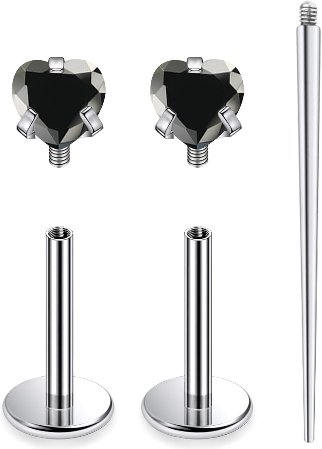 18G 16G Astm F136 Titanium Internal Thread Flat Back Earrings Nose Studs Tragus Helix - QIAO CrystalQIAO CrystalQIAO Crystal