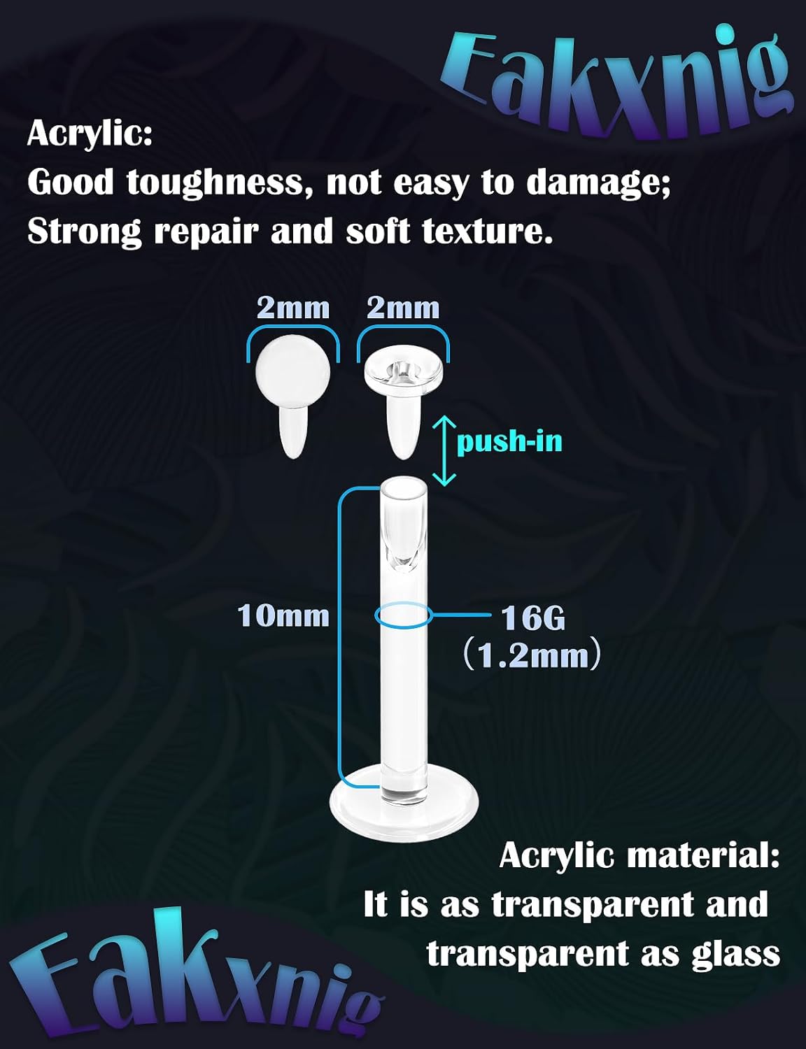 18G 16G Flat Back Clear Earrings for Sports Nose Studs Silicone Plastic tragus conch cartilage Retainers - QIAO CrystalQIAO CrystalQIAO Crystal