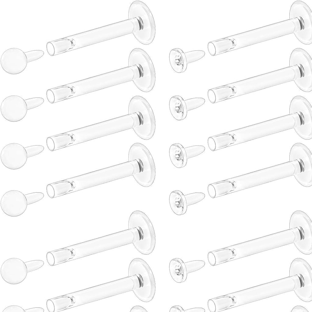 18G 16G Flat Back Clear Earrings for Sports Nose Studs Silicone Plastic tragus conch cartilage Retainers - QIAO CrystalQIAO CrystalQIAO Crystal