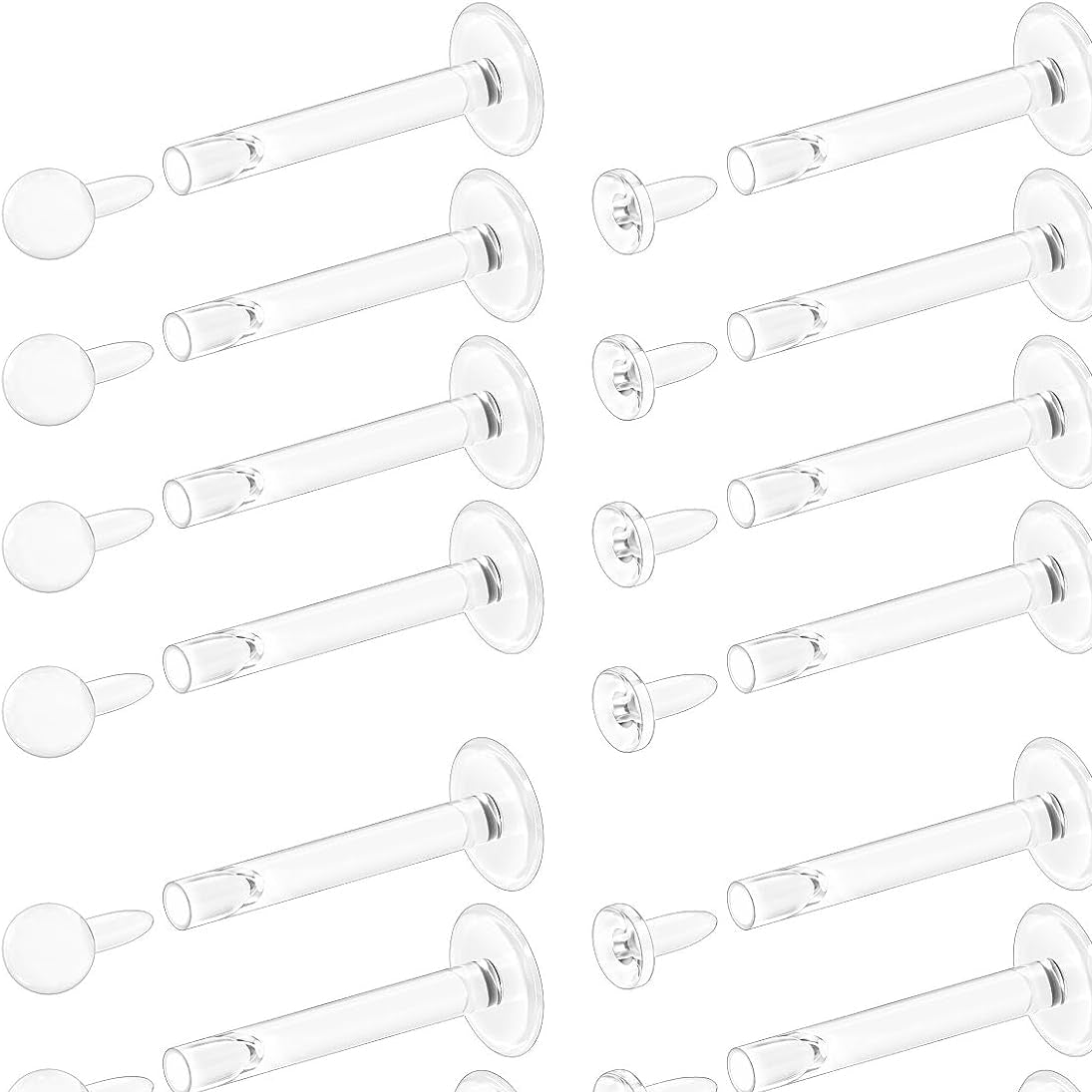 18G 16G Flat Back Clear Earrings for Sports Nose Studs Silicone Plastic tragus conch cartilage Retainers - QIAO CrystalQIAO CrystalQIAO Crystal