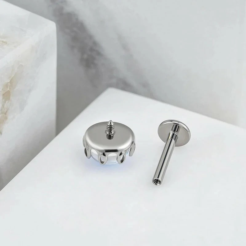 1PC 16G ASTM F136 Titanium Moonstone Cartilage Earring with 6mm 8mm Post