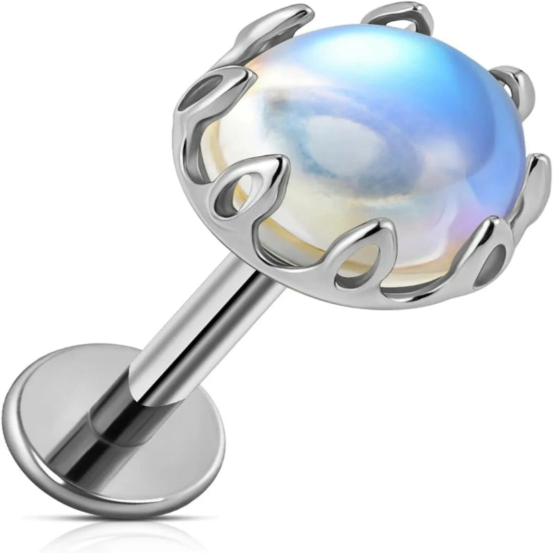 1PC 16G ASTM F136 Titanium Moonstone Cartilage Earring with 6mm 8mm Post
