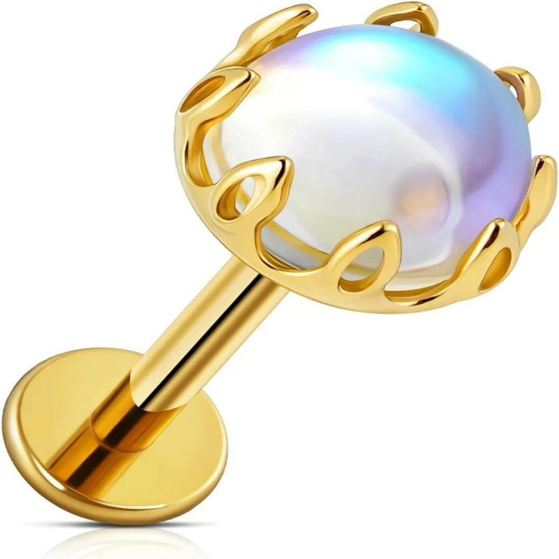 1PC 16G ASTM F136 Titanium Moonstone Cartilage Earring with 6mm 8mm Post