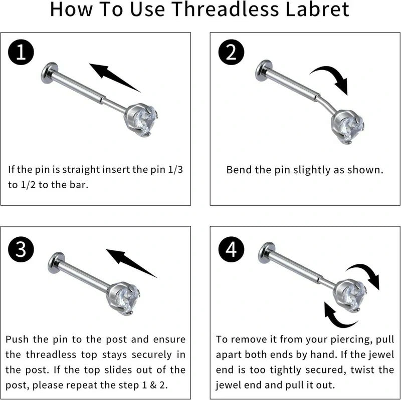 1PC Threadless Flat Back Stud ASTM F136 Titanium Cartilage Piercing Jewelry Stud