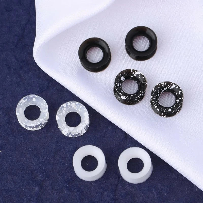 1 Pair Silicone Ear Gauges Flexible Ear Tunnels Plugs Stretchers Expander Double Flared Flesh Ear Piercing