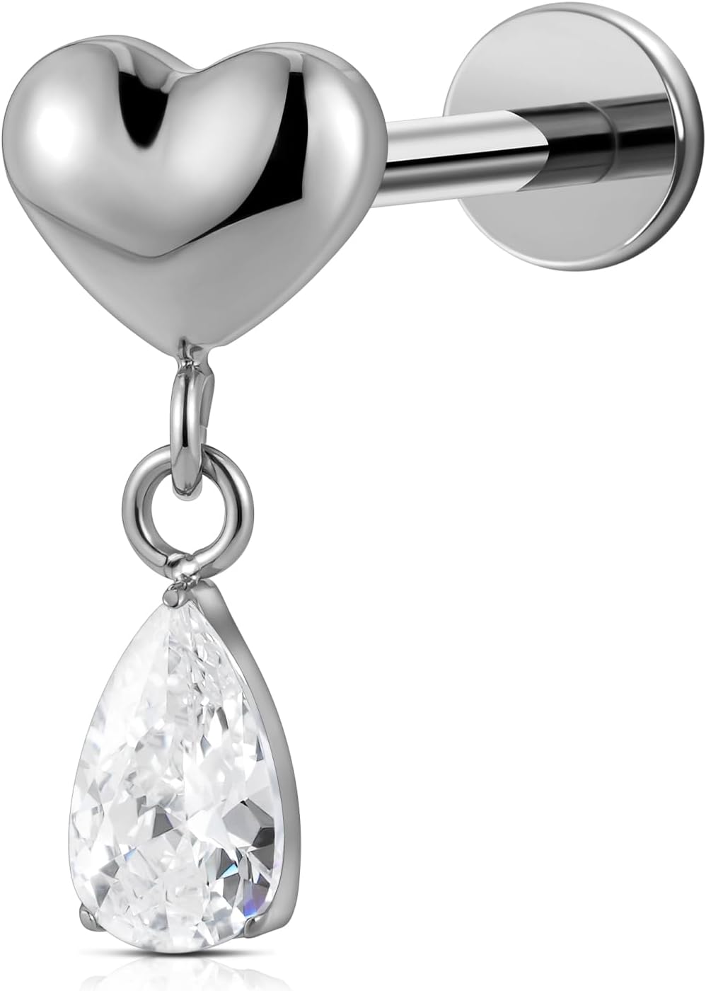 1PC 16G 6mm 8mm ASTM F136 Titanium Cartilage Earring Flat Back Stud - QIAO CrystalQIAO CrystalQIAO Crystal