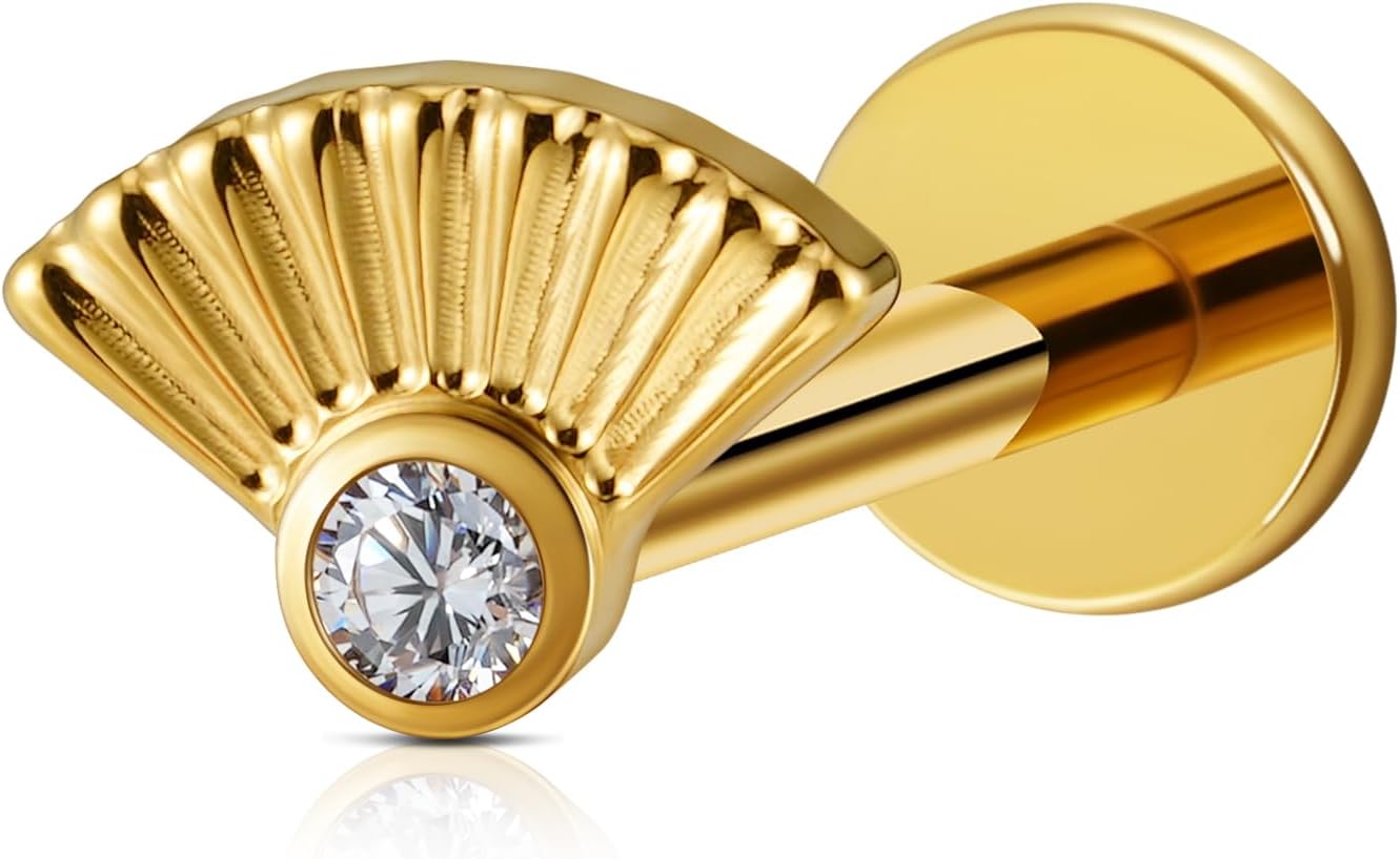 1PC 16G 6mm 8mm ASTM F136 Titanium Cartilage Earring Flat Back Stud - QIAO CrystalQIAO CrystalQIAO Crystal